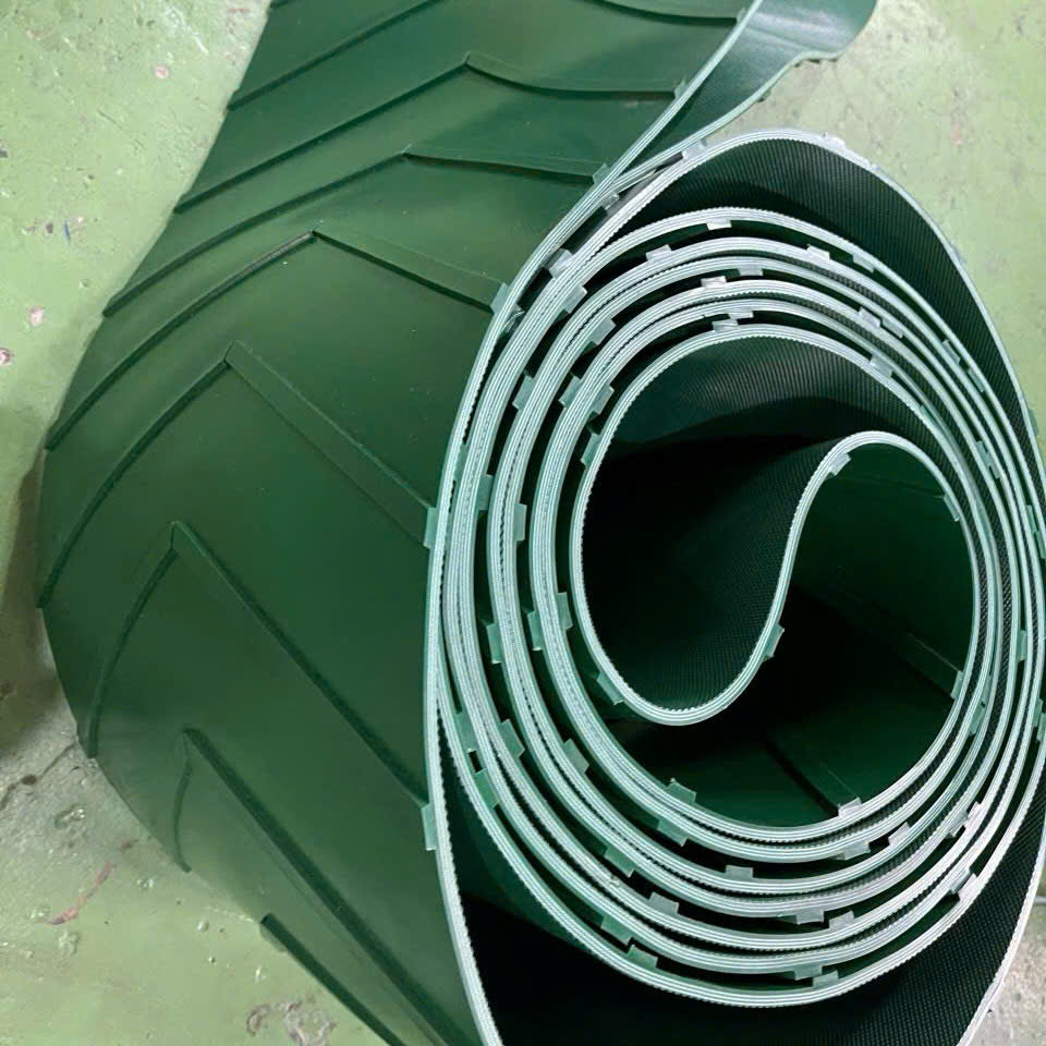 Dây băng tải PVC gân V xanh